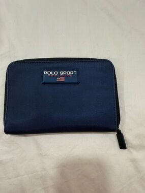 Ralph Lauren Polo Sport Navy Zip Vintage Wallet with Flag Patch